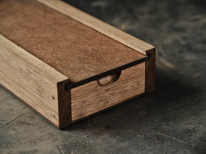 detail shot of a hand made wooden knife box crafted in melbourne australia