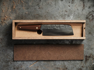 Hand made kitchen knife in a delux hard wood box