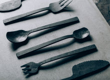 Hand Forged Custom Cutlery Set Kitchen Dining fork spoon tea Baguette black silverware utensils melbourne australia collingwood 13knives