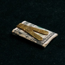 hand forged luxury money clip of solid polished gold brass hand made in collingwood melbourne australia by 13k 13 knives