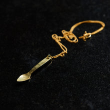 hand forged luxury miniture spoon necklace charm penadant out of solid gold brass hand made in collingwood melbourne australia by 13K 13 knives