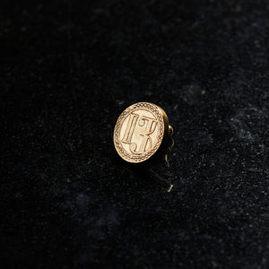 hand forged luxury lapel pin made of solid golden brass hand made in collingwood melbourne australia by 13k 13 knives