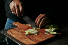 cooking from home how to chop veggies with a hand forged chefs knife forged by collingwood melbourne australia blacksmith 13 knives